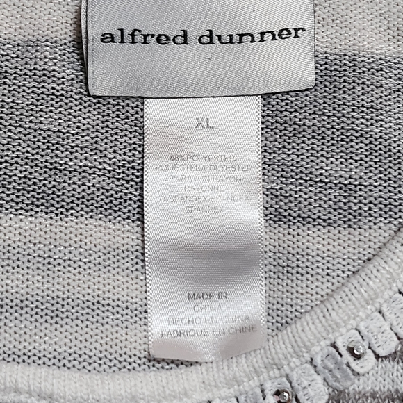 ♡Alfred Dunner Women's 3/4 Sleeve Striped Sweater Size XL - Picture 3 of 6